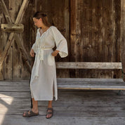 Dobby Midi Dress - Women - CD Cotton Dobby - S000 Natural - n°74 E - Shop - 7400000137471