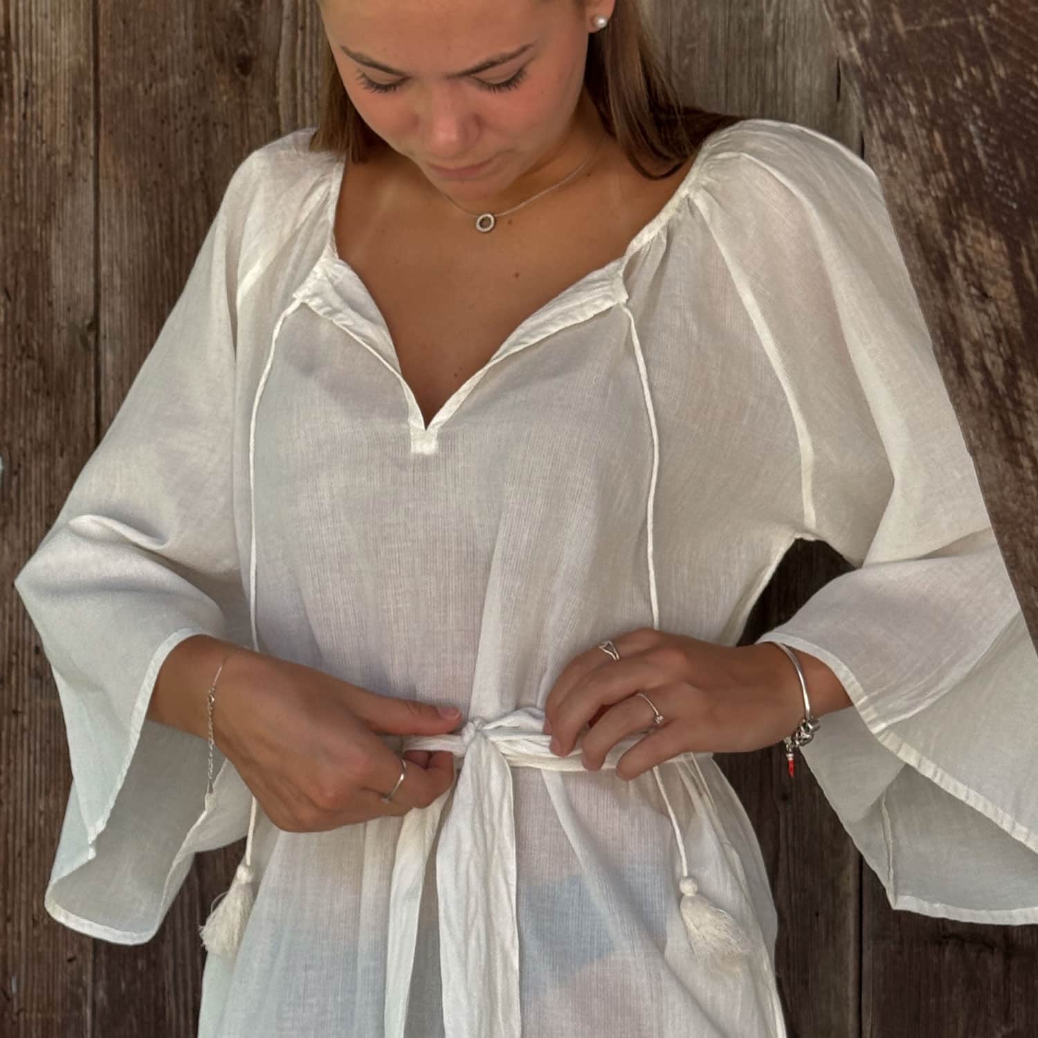 Dobby Midi Dress - Women - CD Cotton Dobby - S000 Natural - n°74 E - Shop - 7400000137471