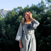 Dobby Midi Dress - Women - CD Cotton Dobby - S032 Ice Blue - n°74 E - Shop - 7400000137475