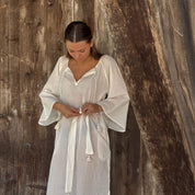 Dobby Midi Dress  - Women - CD Cotton Dobby - S000 Natural