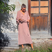 Dobby Midi Dress  - Women - CD Cotton Dobby - S007 Dusty Pink