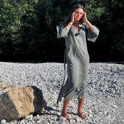 Dobby Midi Dress  - Women - CD Cotton Dobby - S032 Ice Blue