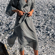 Dobby Midi Dress  - Women - CD Cotton Dobby - S032 Ice Blue