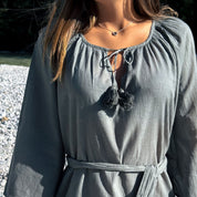 Dobby Midi Dress  - Women - CD Cotton Dobby - S032 Ice Blue