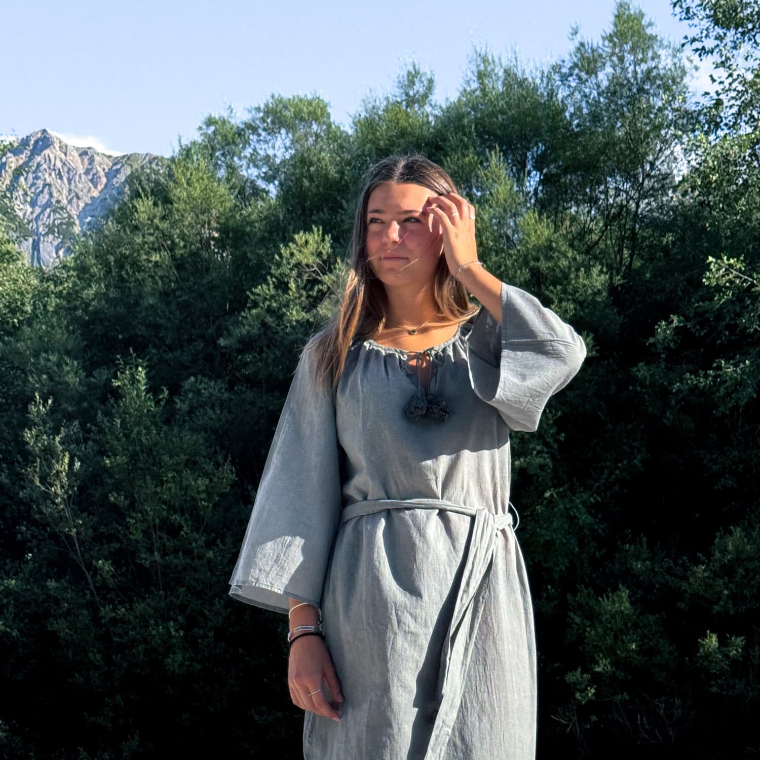 Dobby Midi Dress  - Women - CD Cotton Dobby - S032 Ice Blue