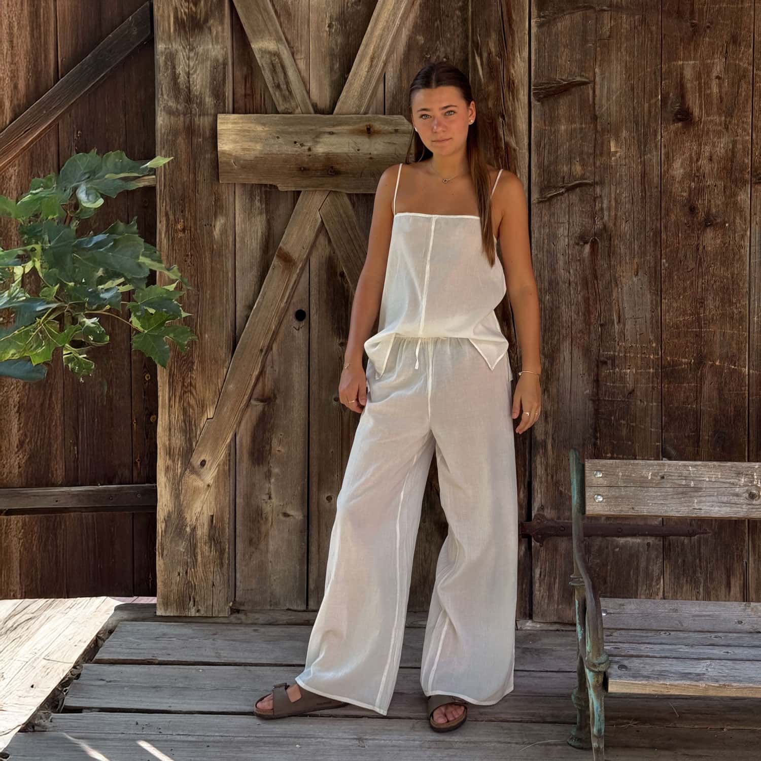 Dobby Pants - Women - CD Cotton Dobby - S000 Natural - n°74 E - Shop - 7400000137453