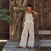 Dobby Pants - Women - CD Cotton Dobby - S000 Natural - n°74 E - Shop - 7400000137453