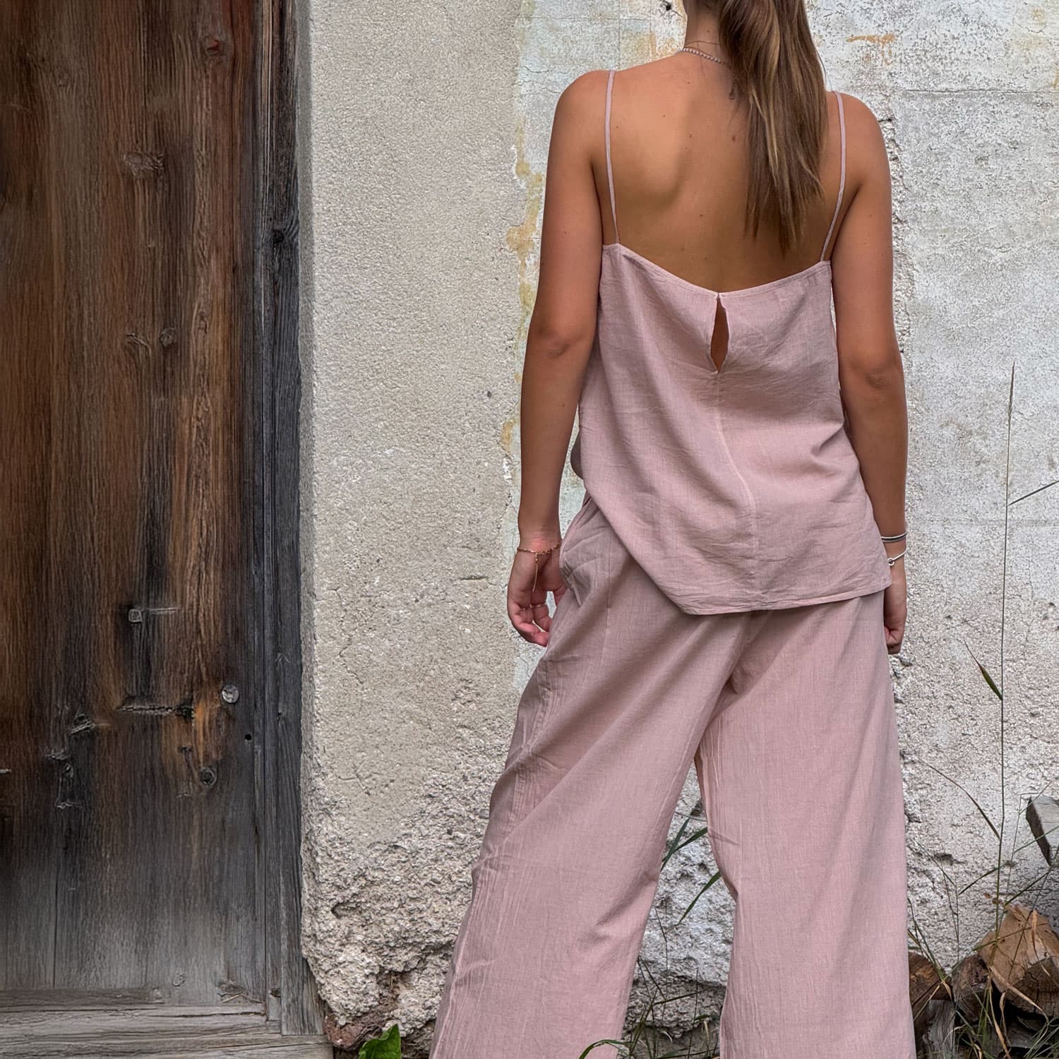 Dobby Pants - Women - CD Cotton Dobby - S007 Dusty Pink - n°74 E - Shop - 7400000137455