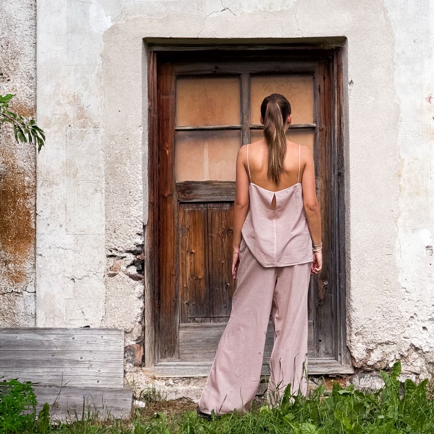 Dobby Pants - Women - CD Cotton Dobby - S007 Dusty Pink - n°74 E - Shop - 7400000137455