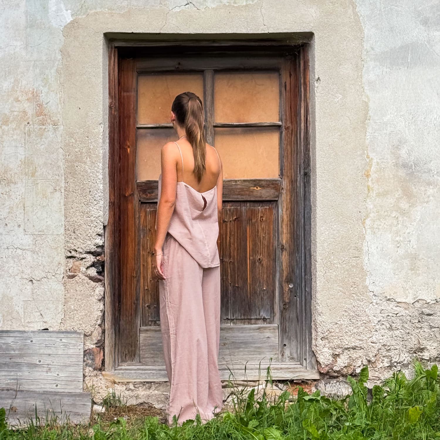 Dobby Pants - Women - CD Cotton Dobby - S007 Dusty Pink - n°74 E - Shop - 7400000137455