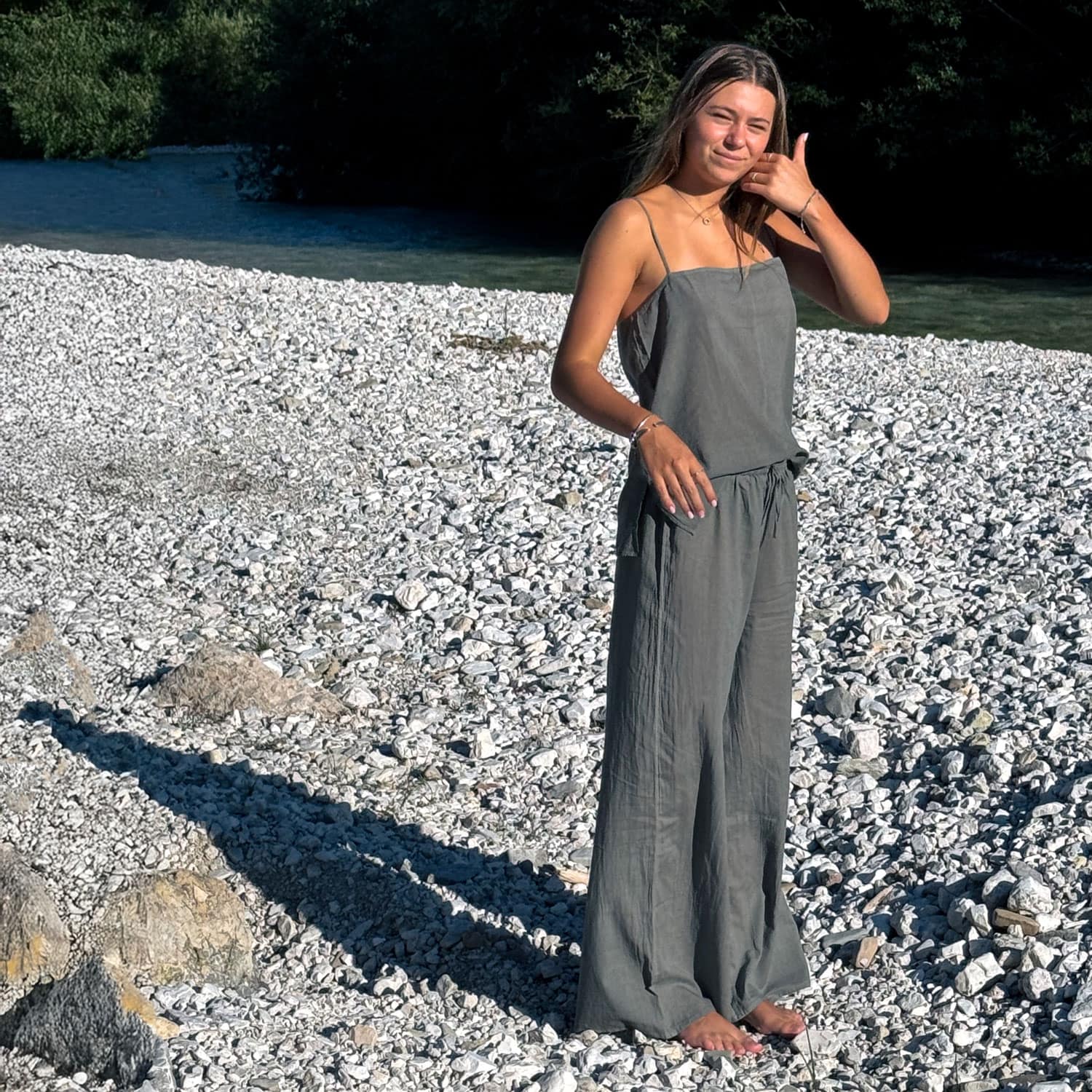 Dobby Pants - Women - CD Cotton Dobby - S032 Ice Blue - n°74 E - Shop - 7400000137457