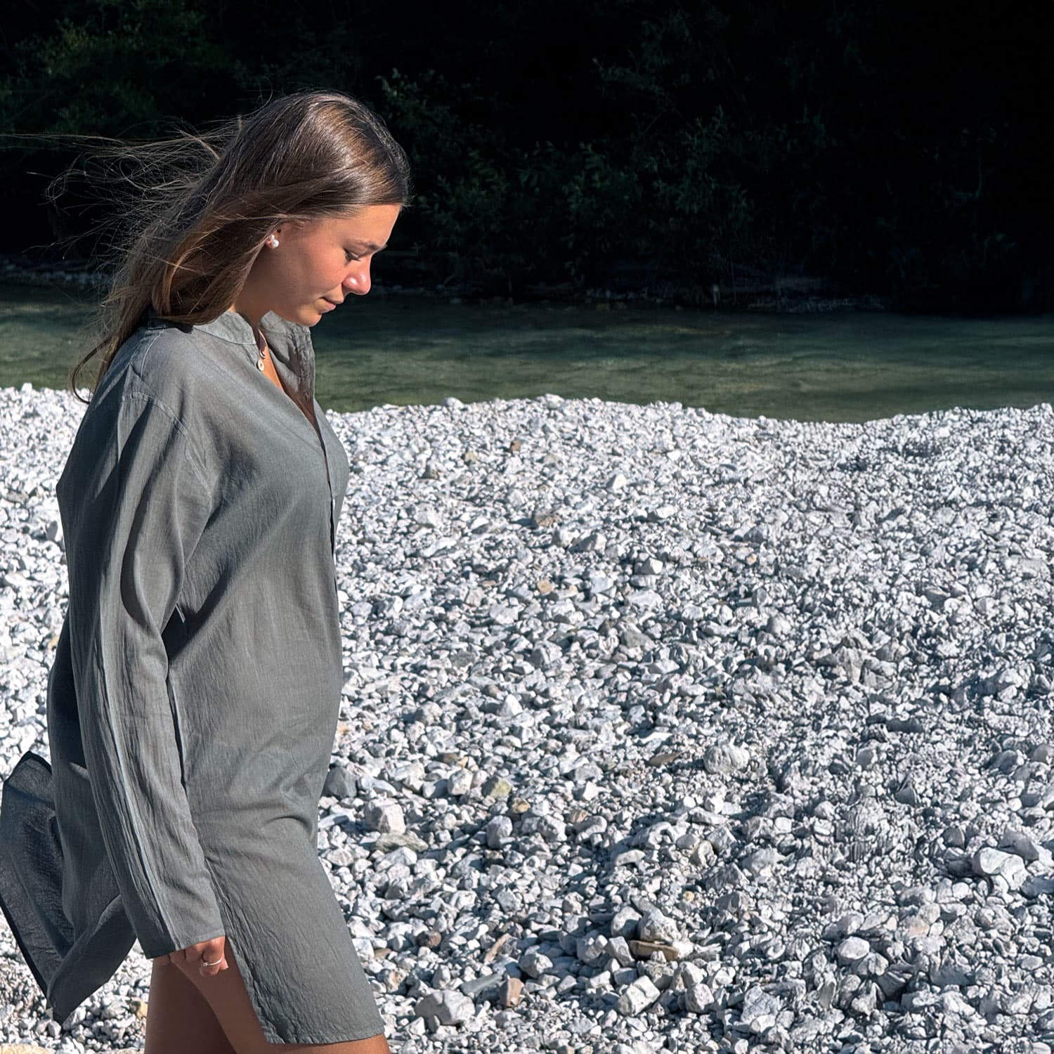 Dobby Short Dress - Women - CD Cotton Dobby - S032 Ice Blue - n°74 E - Shop - 7400000137481