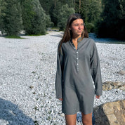 Dobby Short Dress - Women - CD Cotton Dobby - S032 Ice Blue - n°74 E - Shop - 7400000137481