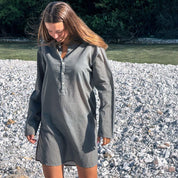 Dobby Short Dress - Women - CD Cotton Dobby - S032 Ice Blue - n°74 E - Shop - 7400000137481