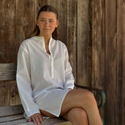 Dobby Short Dress  - Women - CD Cotton Dobby - S000 Natural