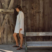 Dobby Short Dress  - Women - CD Cotton Dobby - S000 Natural