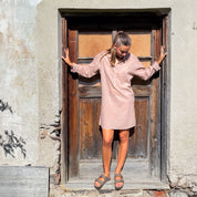 Dobby Short Dress  - Women - CD Cotton Dobby - S007 Dusty Pink