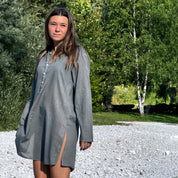 Dobby Short Dress  - Women - CD Cotton Dobby - S032 Ice Blue