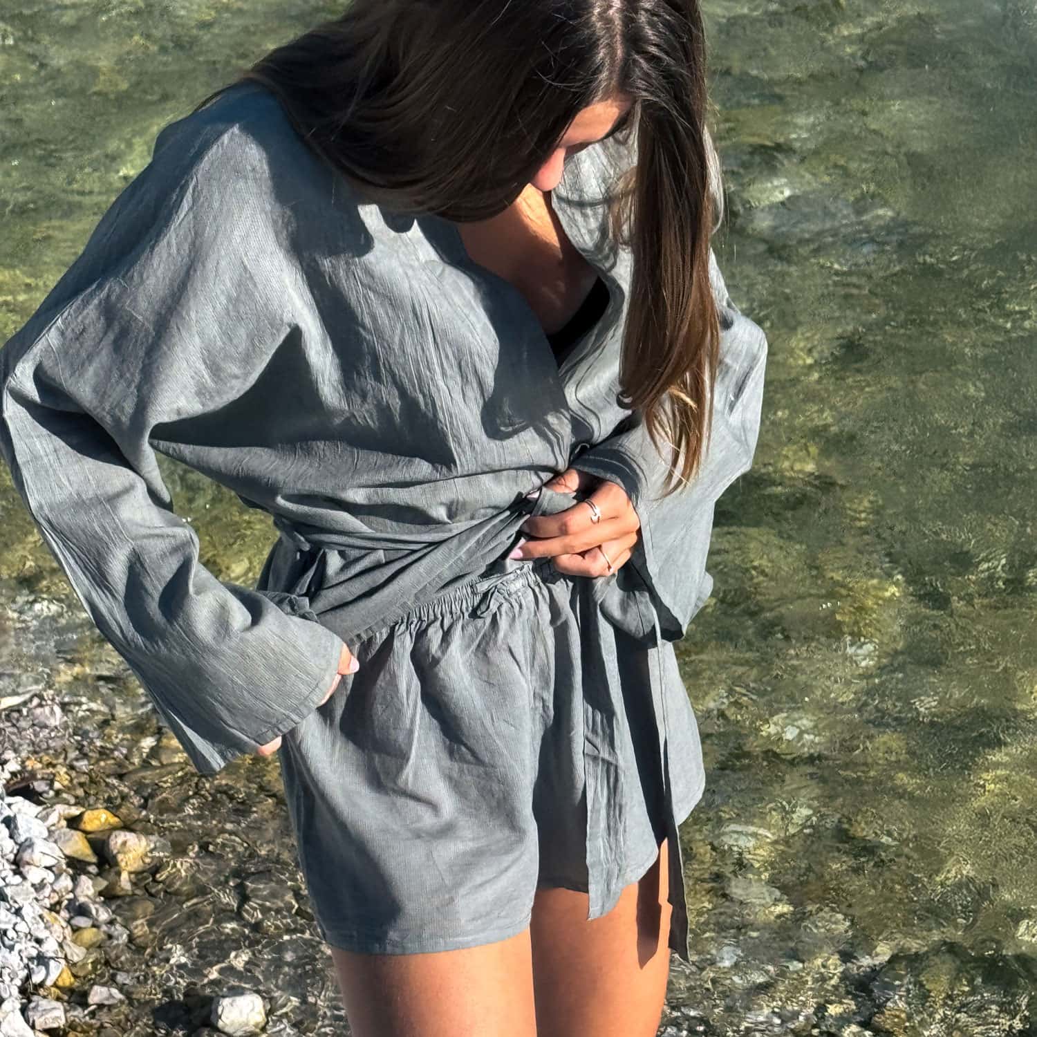 Dobby Short Pants - Women - CD Cotton Dobby - S032 Ice Blue - n°74 E - Shop - 7400000137451