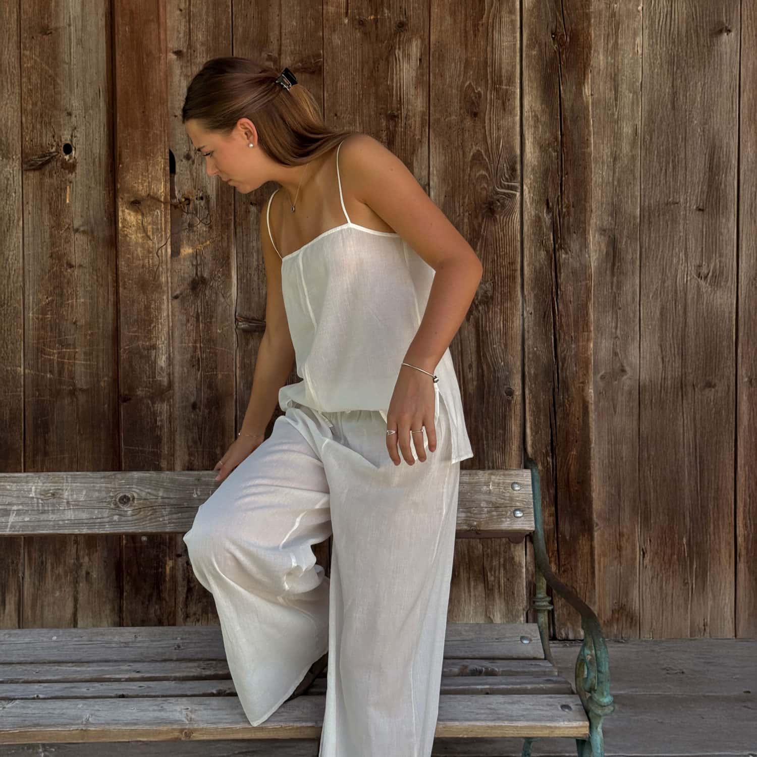 Dobby Tank Top - Women - CD Cotton Dobby - S000 Natural - n°74 E - Shop - 7400000137459