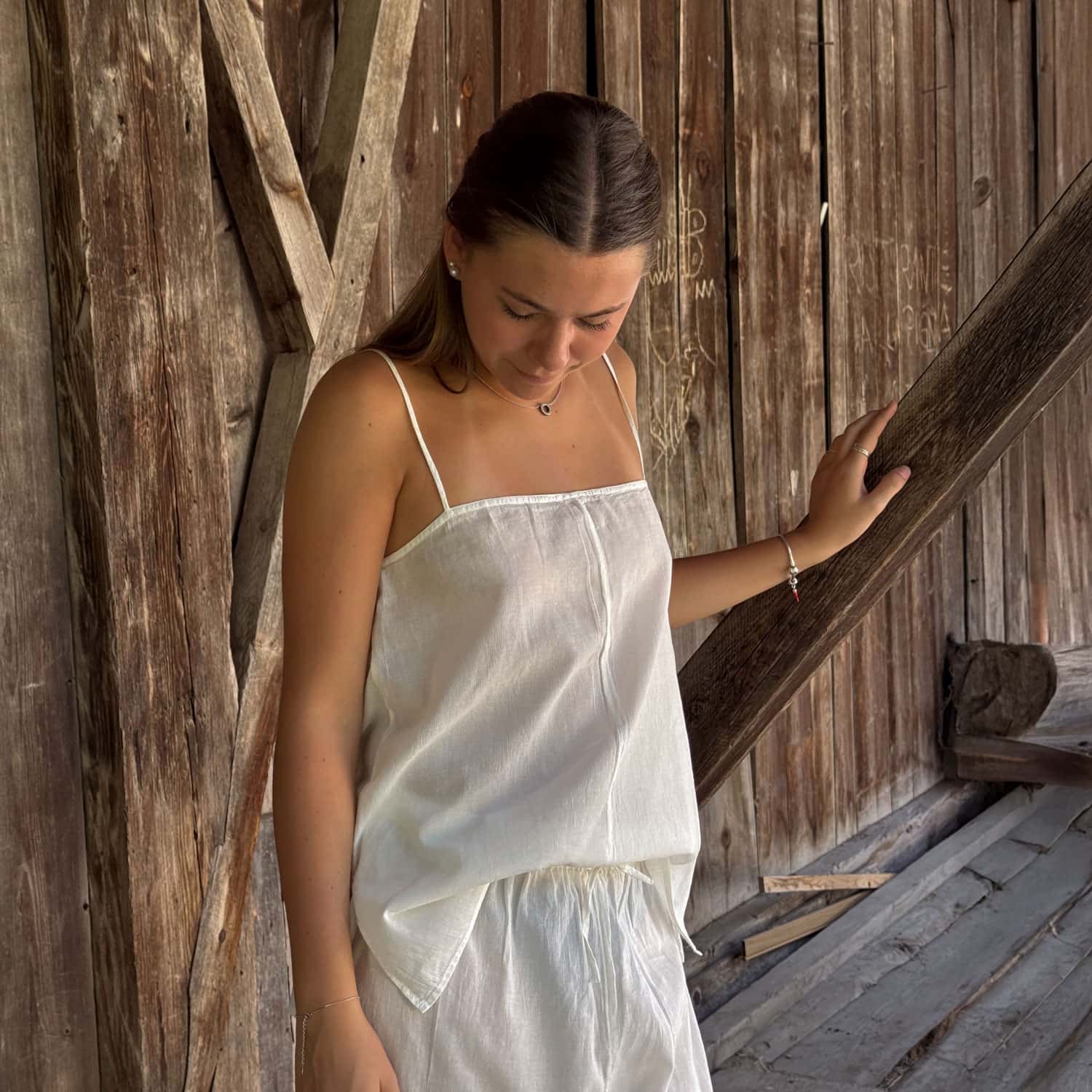 Dobby Tank Top - Women - CD Cotton Dobby - S000 Natural - n°74 E - Shop - 7400000137459