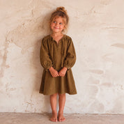 Elisa Dress  - Kids - CO Cotton Corduroy - S057 Coffee Bronze