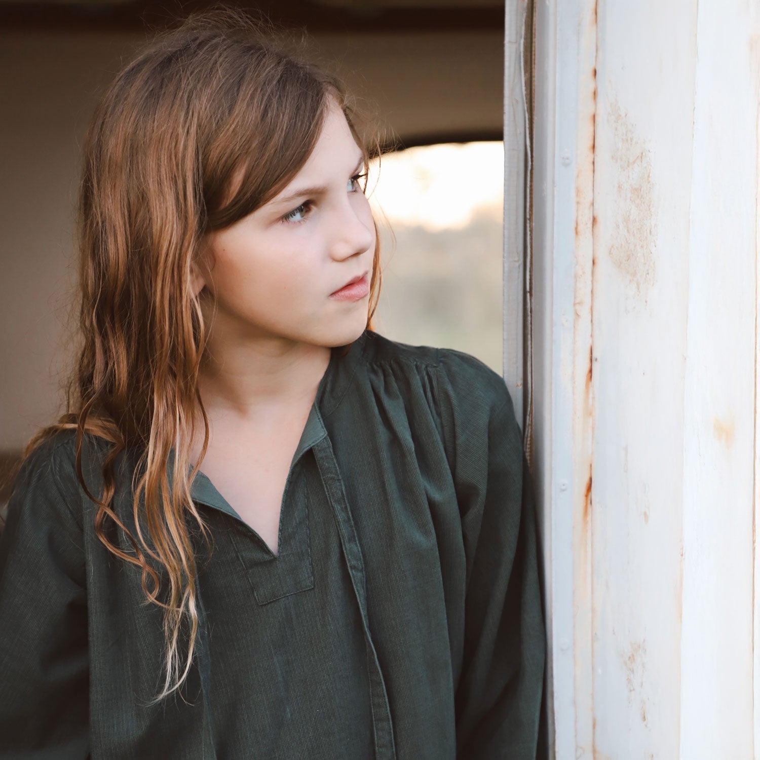 Elisa Dress  - Kids - CO Cotton Corduroy - S059 Dark Teal