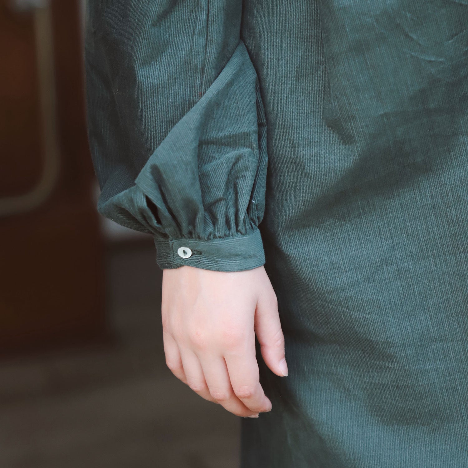 Elisa Dress  - Kids - CO Cotton Corduroy - S059 Dark Teal