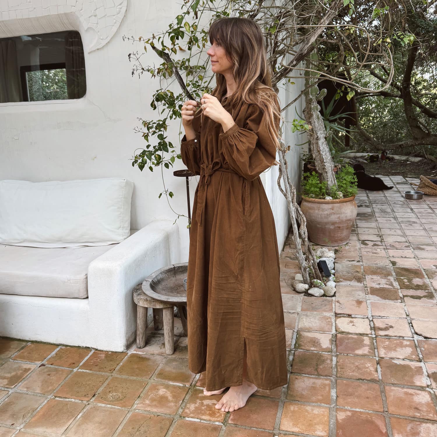 Elisa Dress - Women - CO Cotton Corduroy - S057 Coffee Bronze – n