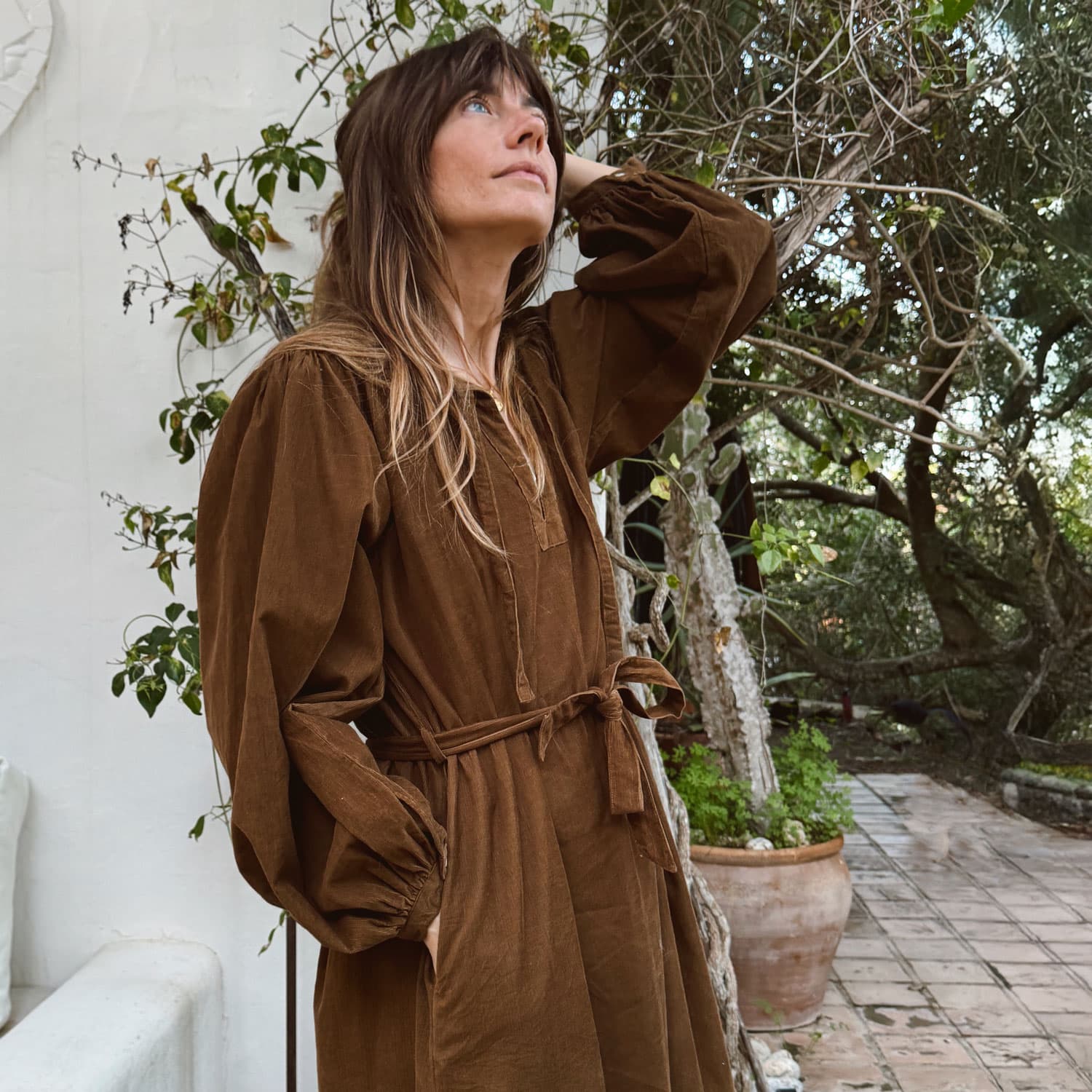 Elisa Dress - Women - CO Cotton Corduroy - S057 Coffee Bronze – n