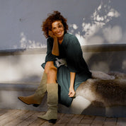 Elisa Dress - Women - CO Cotton Corduroy - S059 Dark Teal - n°74 E - Shop - 7400000137562