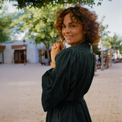 Elisa Dress - Women - CO Cotton Corduroy - S059 Dark Teal - n°74 E - Shop - 7400000137562