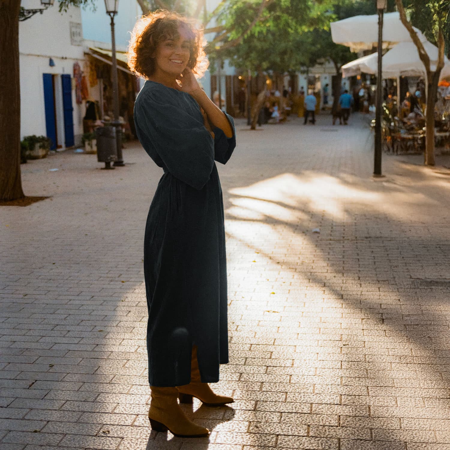 Elisa Dress - Women - CO Cotton Corduroy - S059 Dark Teal - n°74 E - Shop - 7400000137562