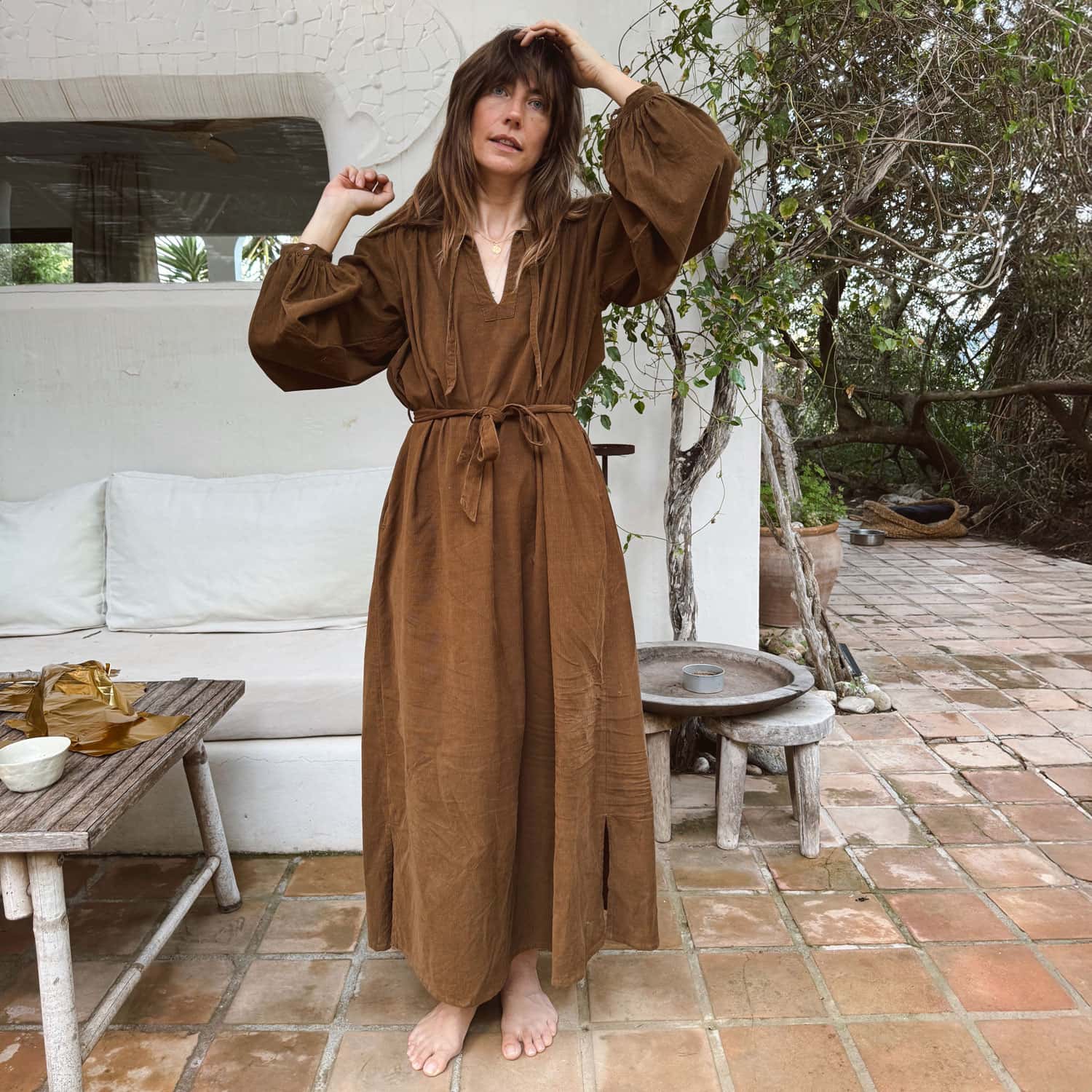 Elisa Dress - Women - CO Cotton Corduroy - S057 Coffee Bronze