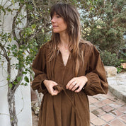 Elisa Dress - Women - CO Cotton Corduroy - S057 Coffee Bronze