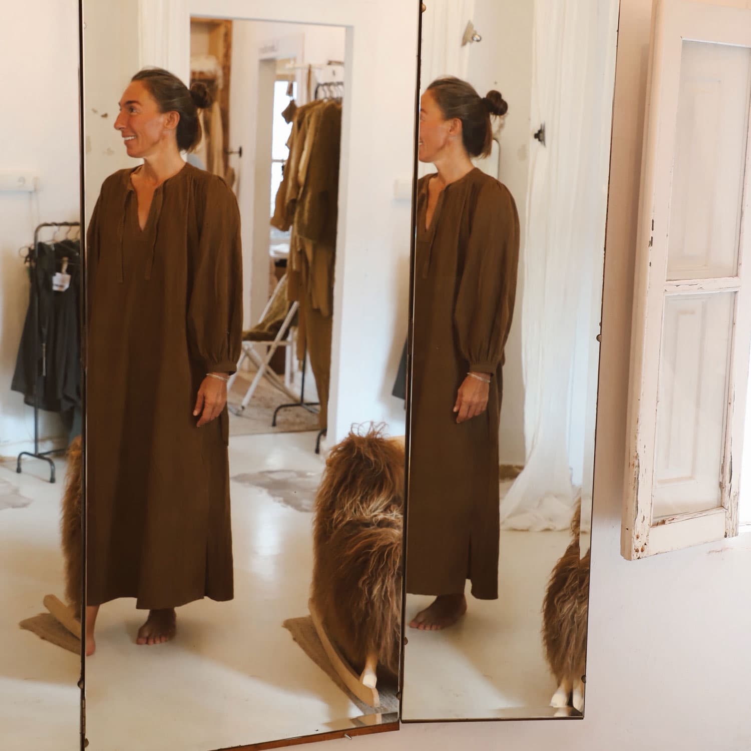 Elisa Dress - Women - CO Cotton Corduroy - S057 Coffee Bronze