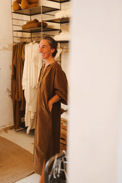 Elisa Dress - Women - CO Cotton Corduroy - S057 Coffee Bronze