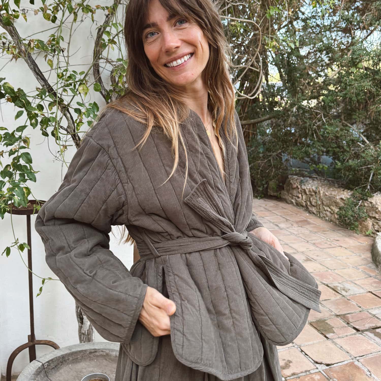 Elisa Jacket - Women - CO Cotton Corduroy - S045 Stone Grey - n°74 E - Shop - 7400000137524