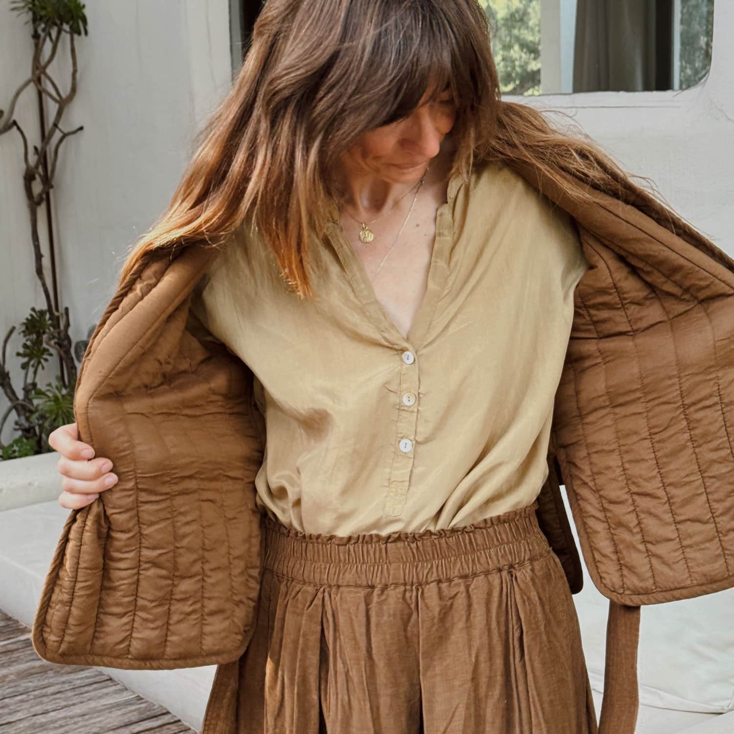 Elisa Jacket - Women - CO Cotton Corduroy - S057 Coffee Bronze - n°74 E - Shop - 7400000137526