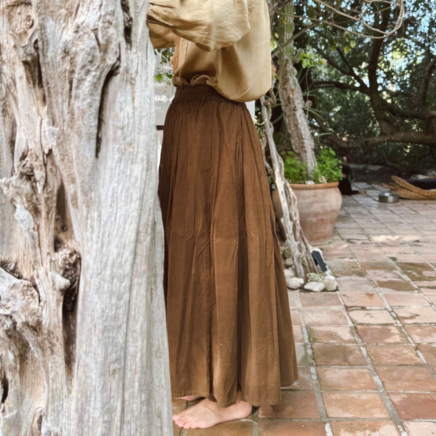 Elisa Skirt - Women - CO Cotton Corduroy - S057 Coffee Bronze - n°74 E - Shop - 7400000137538