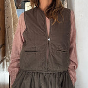 Elisa Vest - Women - CO Cotton Corduroy - S045 Stone Grey - n°74 E - Shop - 7400000137530