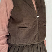 Elisa Vest - Women - CO Cotton Corduroy - S045 Stone Grey - n°74 E - Shop - 7400000137530