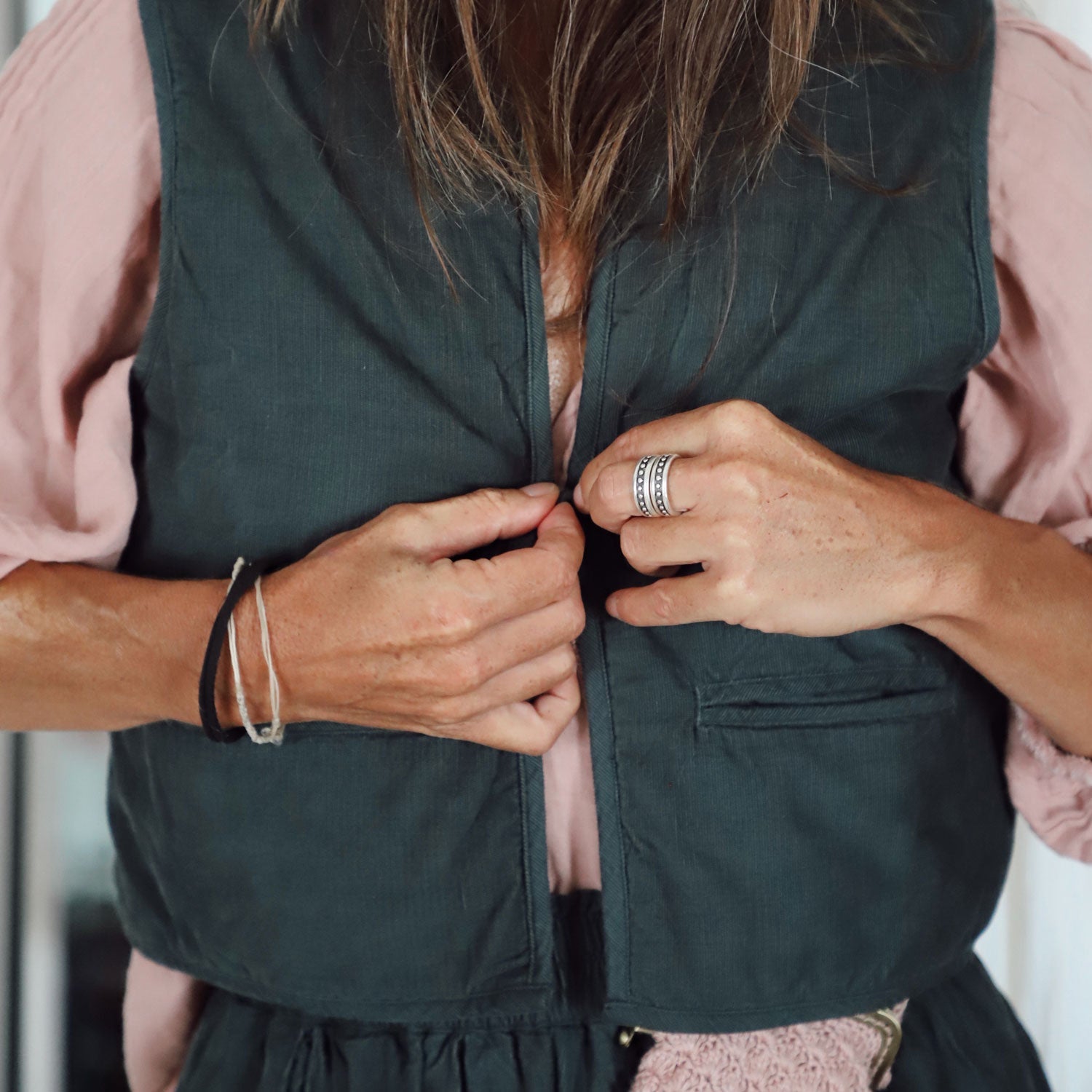 Elisa Vest - Women - CO Cotton Corduroy - S059 Dark Teal - n°74 E - Shop - 7400000137534