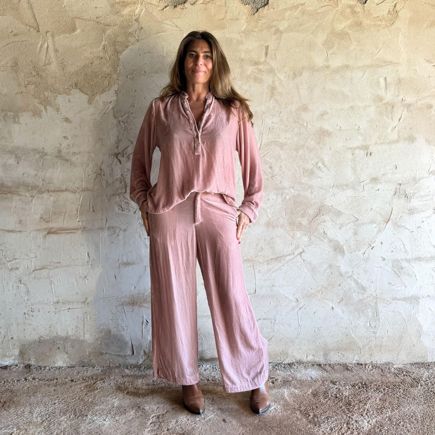 Ella Pants - Women - SV Silk Velvet - S007 Dusty Pink - n°74 E - Shop - 7400000137156