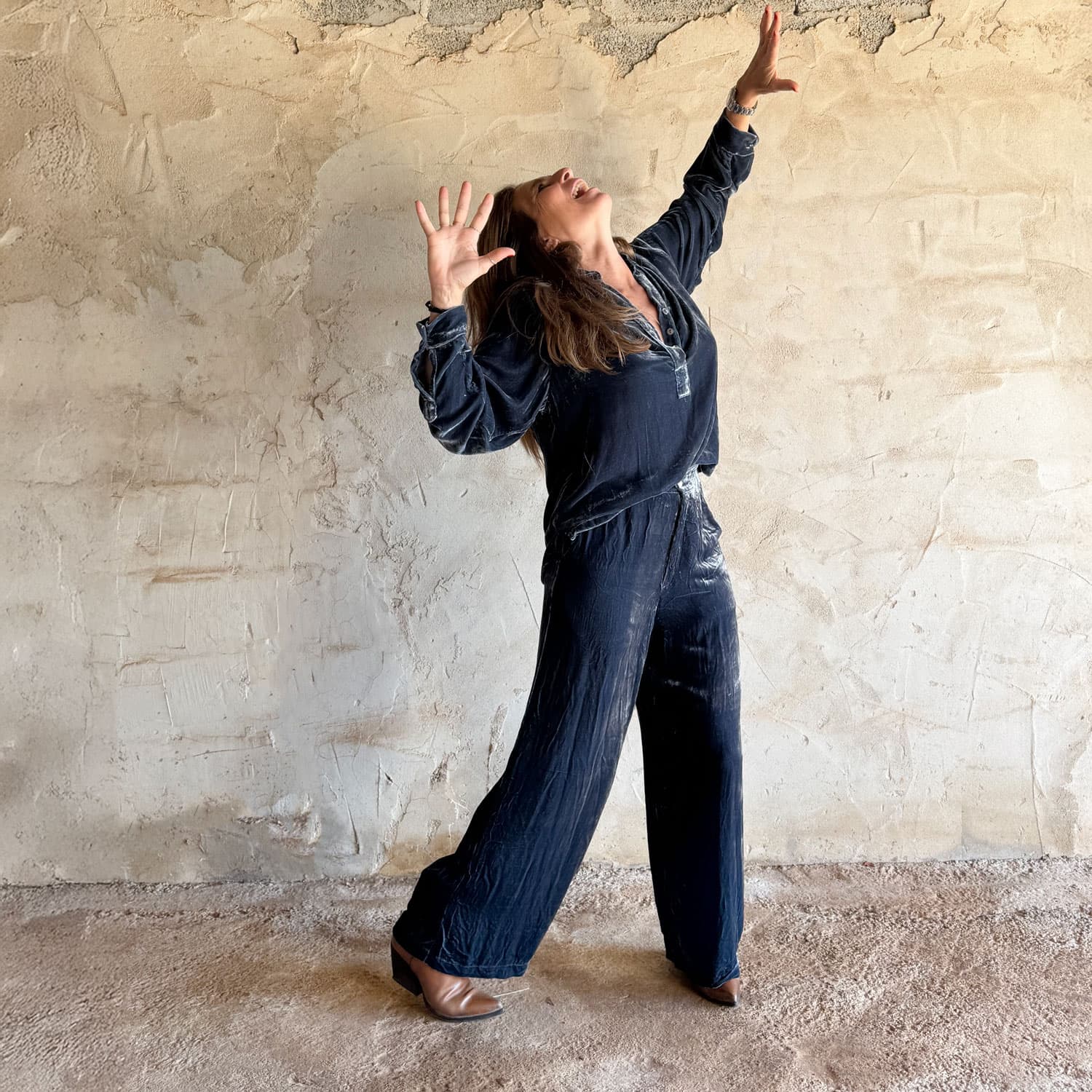 Ella Pants - Women - SV Silk Velvet - S055 Aegean Blue - n°74 E - Shop - 7400000137160