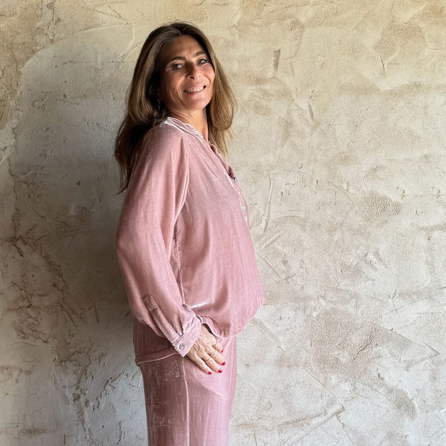 Ella Shirt - Women - SV Silk Velvet - S007 Dusty Pink - n°74 E - Shop - 7400000137162