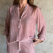 Ella Shirt - Women - SV Silk Velvet - S007 Dusty Pink - n°74 E - Shop - 7400000137162