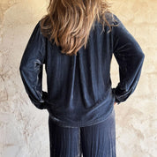 Ella Shirt - Women - SV Silk Velvet - S055 Aegean Blue - n°74 E - Shop - 7400000137166