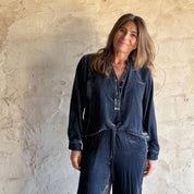 Ella Shirt - Women - SV Silk Velvet - S055 Aegean Blue - n°74 E - Shop - 7400000137166