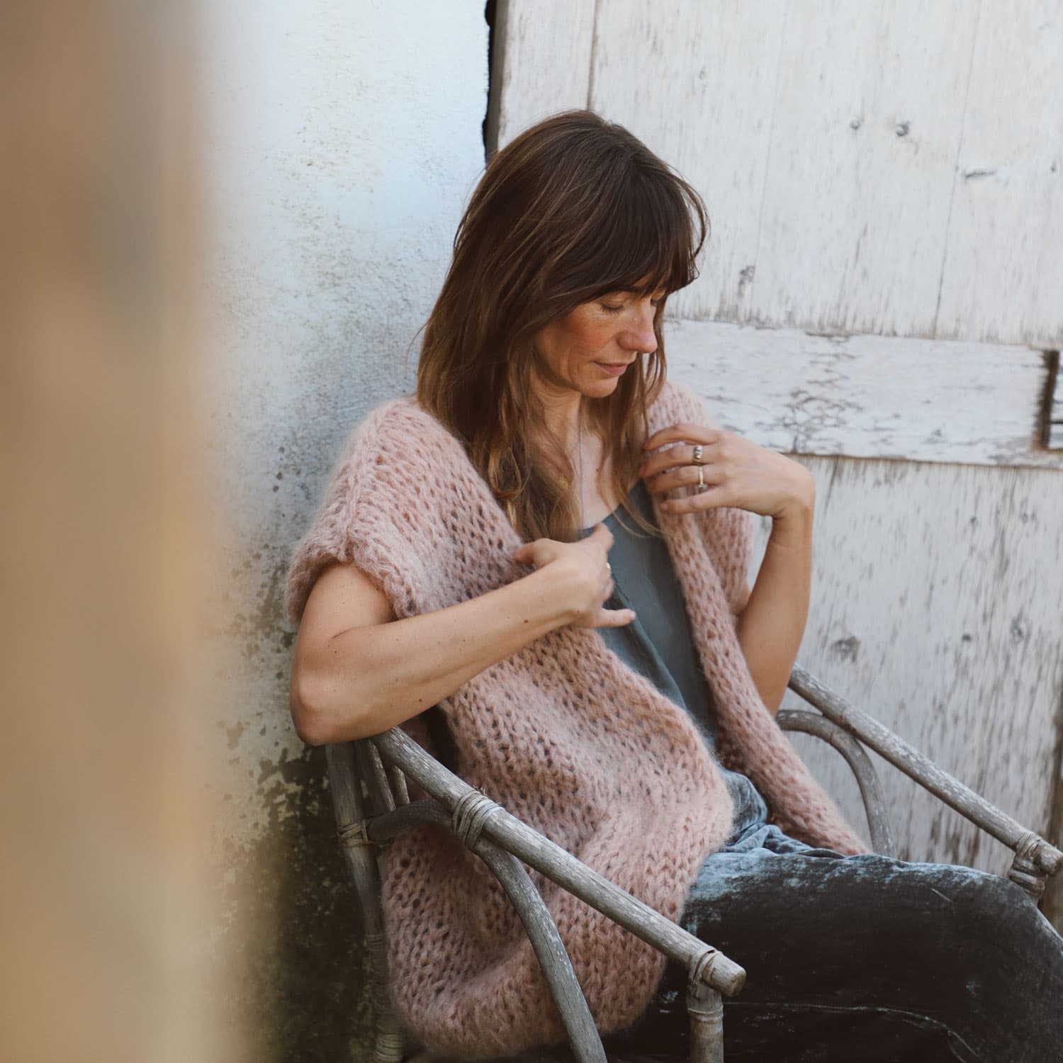 Francy Gilet - Women - MO Mohair - S054 Nude Brown